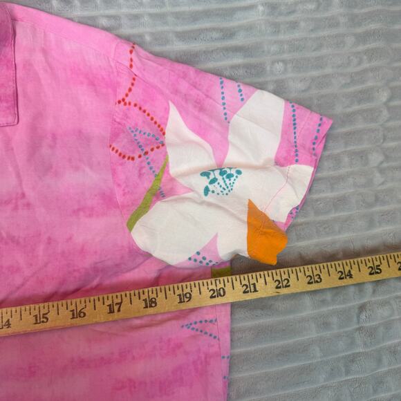 Vintage Jams Word Sweet Pink Hawaiian Button down Floral Patter Shirt Adult Sm - Picture 3 of 9